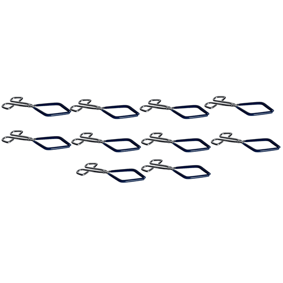 Tongs - Beaker Tongs with Plastisol Coated Jaws, Size 9.5 inches length x 1/4" Steel. For Beakers size 50ml - 2000ml. Pack of 10.