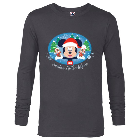 Disney 100 Mickey Chip Dale Santa’s Little Helpers Christmas - Long Sleeve T-Shirt for Men - Customized-Charcoal Heather
