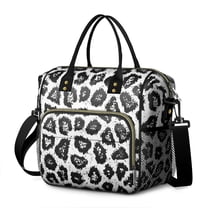 Black Leopard Pattern Womens Lunch Box for Work,Insulated Large Lunch Bag for Tween and Teen,Loncheras Para Mujer,Leakproof Adult Lunch Bag for Work,Beach,Travel,Picnic,Camping