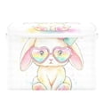 thumbnail image 2 of Foldable Fabric Storage Bin With Handle Collapsible Basket Box Storage With Lid Organizer Kawaii Pastel Bunny, 2 of 7
