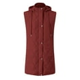 thumbnail image 5 of larppty Long Puffer Vest Women Sleeveless Hooded Puffer Jacket Lightweight Quilted Jackets Winter Warm Zip Up Coat Outerwear (Wine, M), 5 of 5