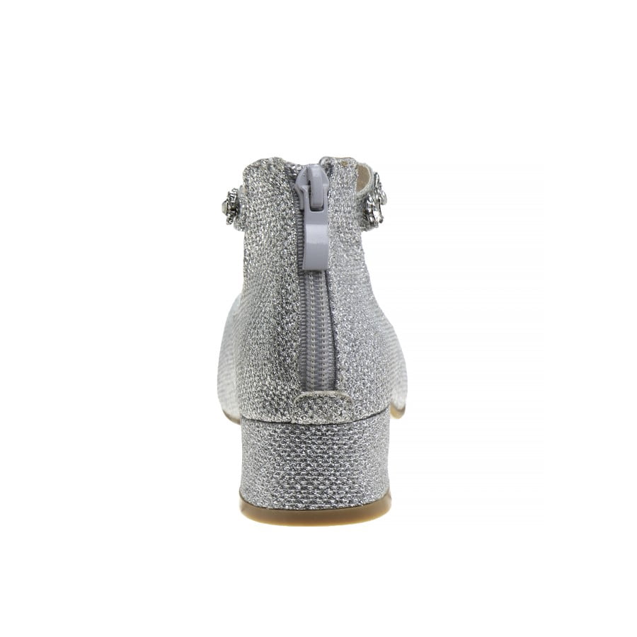 Badgley Mischka Little Kids Girls Block Heel Dress Shoes, Silver, 2