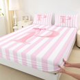 thumbnail image 4 of Manfei Modern Geometric Pattern Queen Sheets,Pink Personalized Letter P Gifts Queen Sheet Sets,4-Piece,1 Flat Sheet,1 Fitted Sheet and 2 Pillowcases, 4 of 6
