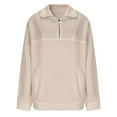 thumbnail image 2 of FAOWME Men's Pullover Long Sleeve Stand Collar Half Zipper Solid Color Comfortable Breathable Sweatshirt For Casual Daily Wear Beige L, 2 of 3