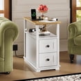 thumbnail image 6 of GALAXHERO Narrow Side Table with Charging Station Wooden End Table with 2 Drawers for Living Room, Bedroom, Small Space White, 6 of 7