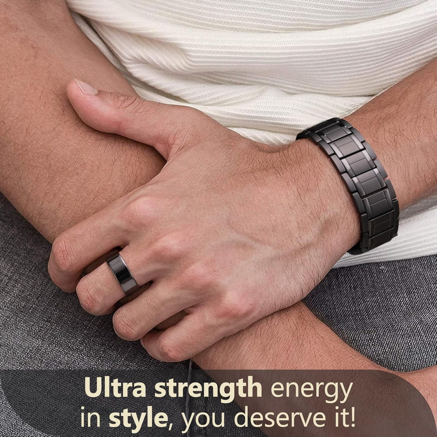 Magnetic Bracelets for Men, Stainless Steel Bracelets with 3X Magnets，8.6inches（22cm）