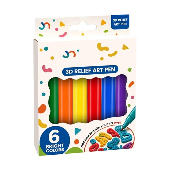 3D Relief Art Pen, Popcorn Pens Puffy 3D Art Pens Works On Different Surfaces (1 Box)