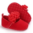 thumbnail image 3 of Ticikt Baby Girls Mary Jane Flats Sparkly Bowknot Dress Crib Shoes Non- for Toddler First Walkers,Color:Red,Size:3-6 Months, 3 of 6