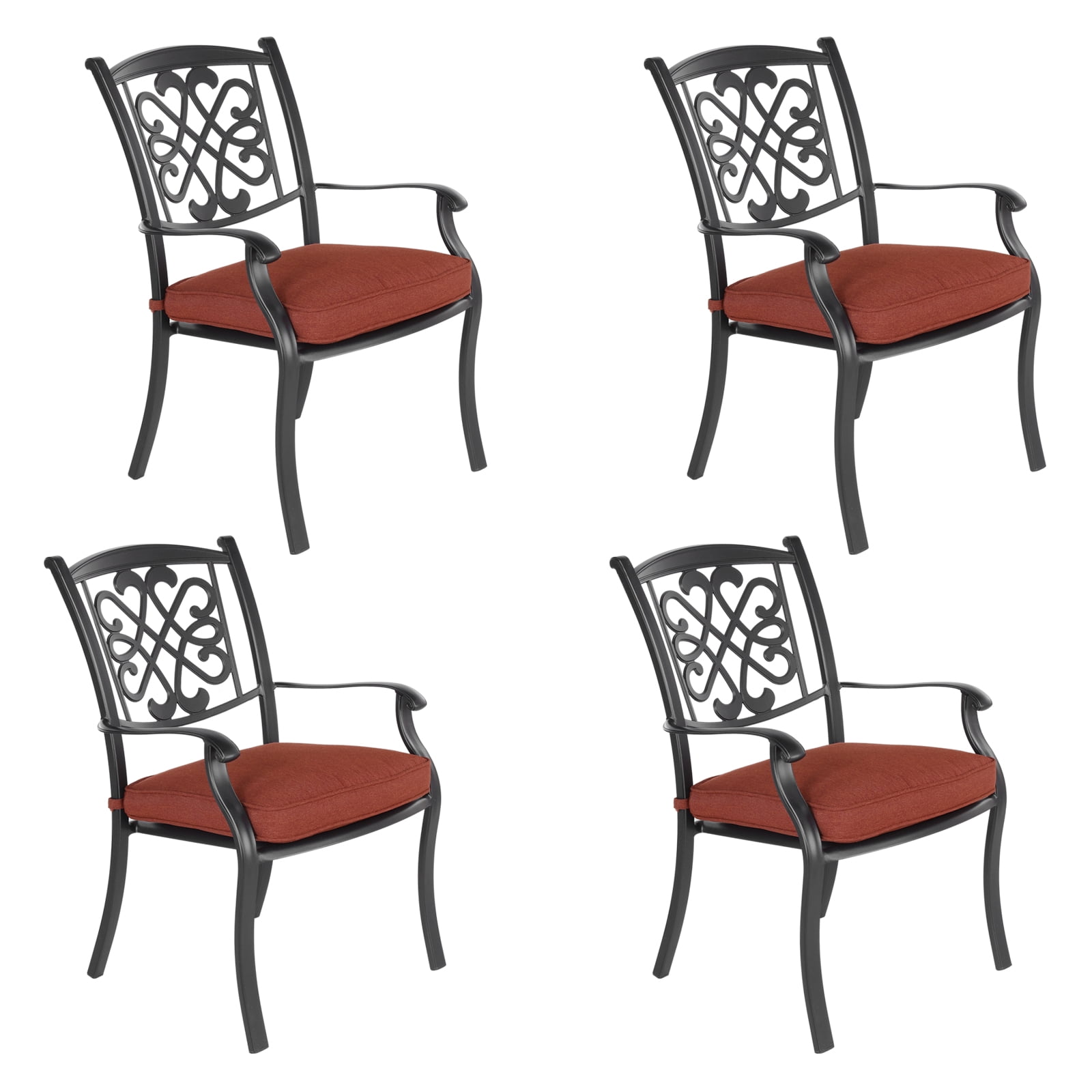Outdoor Patio Set of 4 Chairs with Deep Seat Cushions Aluminum Casting