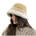 thumbnail image 2 of Winter Crochet Knit Bucket Hat for Women Furry Plush Knit Soft Warm Caps Fashion Fuzzy Faux Fur Hats, 2 of 6