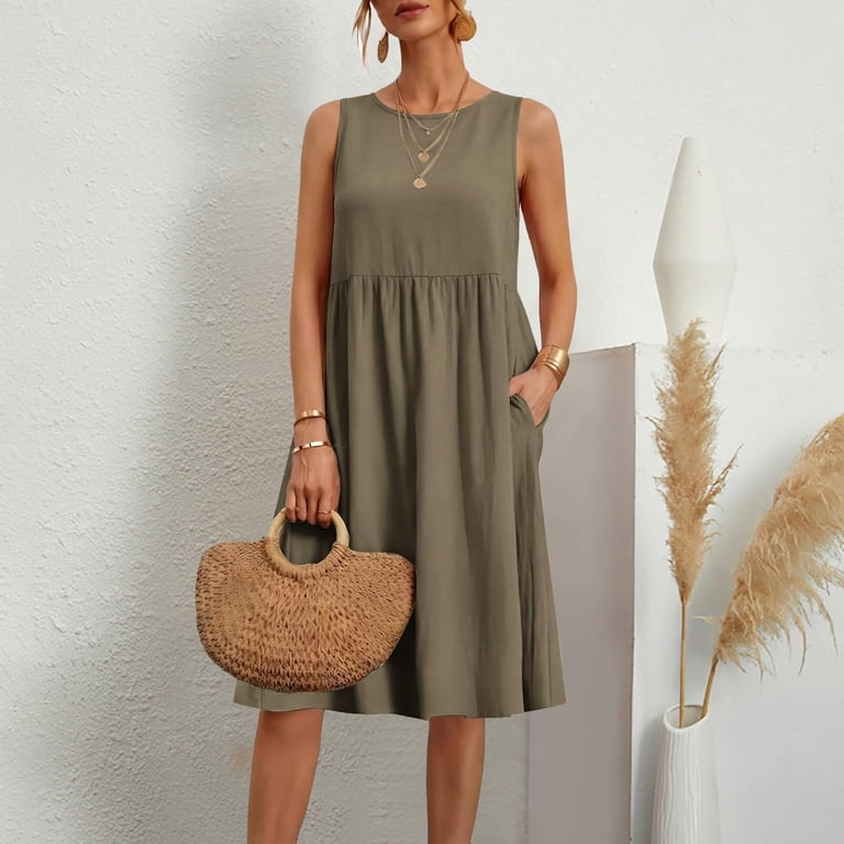 gathered sleeveless midi dress Nobody's Child - Vera Gathered Waist Midi Dress - Women - Cotton/Viscose/Polyester/Spandex - 18 US