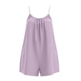 thumbnail image 6 of Mifsaly Overall Shorts for Women Spaghetti Straps Cotton Linen Rompers Open Back Casual Summer Vacation Beach Short Jumpsuits with Pockets M, 6 of 6