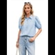 thumbnail image 3 of Camisas de Mujer con Botones, Mangas Abullonadas, Cuello Alto, Blusas Elegantes e Informales. Azul XL, 3 of 8