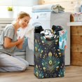 thumbnail image 5 of Yayeee Freestanding Laundry Hamper with Handle Collapsible Large Storage Basket for Clothes, Gold Peacock Pattern, 5 of 7