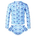 thumbnail image 2 of CHICTRY Kids Girls 2Pcs Swimsuit Long Sleeve Cartoon Horse Print Tops with Briefs Bikinis Set Blue Fish Scales 6, 2 of 7