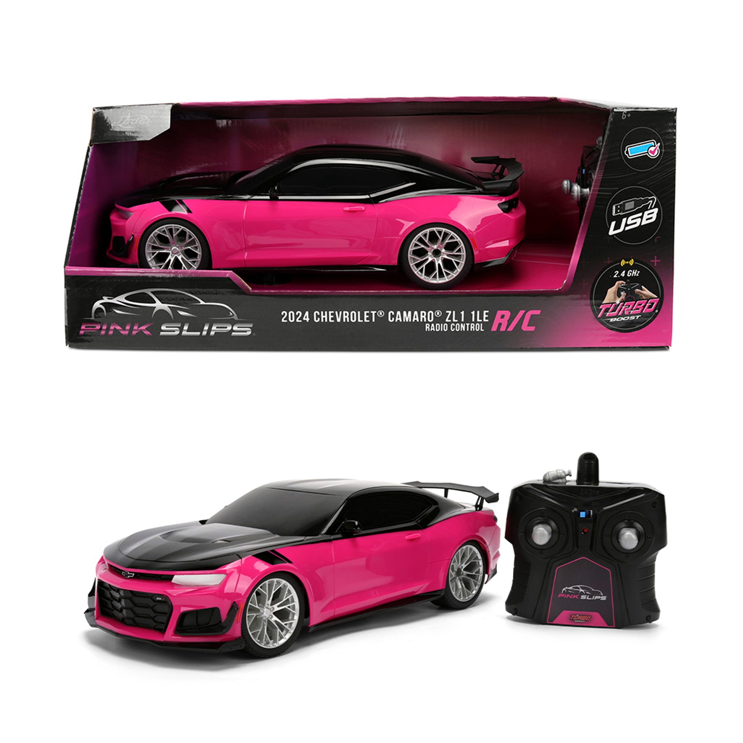 Jada Toys Pink Slips Chevy Camaro ZL1 1LE RC Car, 1:16 Scale, Ages