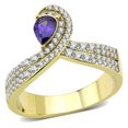 thumbnail image 1 of Bague en Acier Inoxydable IP Or pour Femmes avec CZ de Qualité AAA en Tanzanite - Taille 5, 1 of 1