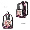thumbnail image 2 of COEQINE Clear Backpack for School Multi-Pocket Bookbag PVC Polyester See Through Book Bag with Padded Shoulder Straps, Heavy Duty Work Bag Transparent Daypack, Hummingbird Cherry Blossom, 2 of 7