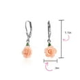 thumbnail image 4 of Bling Jewelry Womens Romantic Floral 3D Rose Dangle Chandelier Earrings with Green CZ Sterling Silver, 4 of 5