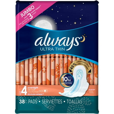 always pads ultra overnight wings walmart flexi count thin