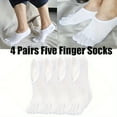 thumbnail image 3 of 4 Pairs Cotton Toe Socks No Show Low Cut Five Finger Socks Athletic Running Socks for Men, 3 of 8