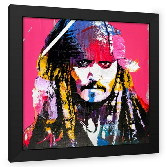 Stephen Chambers 20x20 Black Modern Wood Framed Wall Art Titled - Johnny Depp