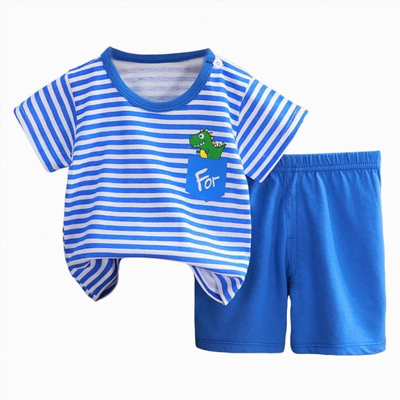 xaweyi Kids Toddler Boy Summer Outfit Short Sleeve Raglan Dinosaur Print T-Shirt Casual Shorts 2 Piece Set