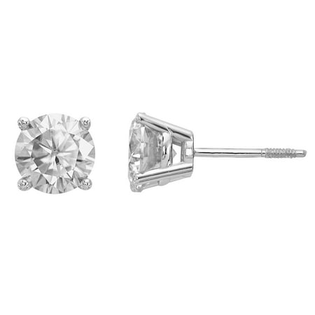 Radiant Fire® Certified Lab Grown 1 Ct Round Diamond Stud Earrings, SI2 clarity, D E F color, in 14K White