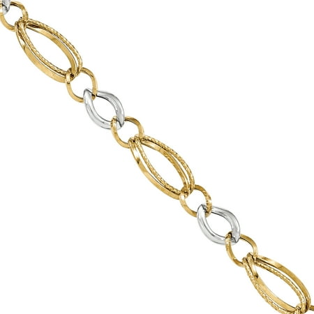 Primal Gold 14 Karat Two-tone Textured Link Bracelet