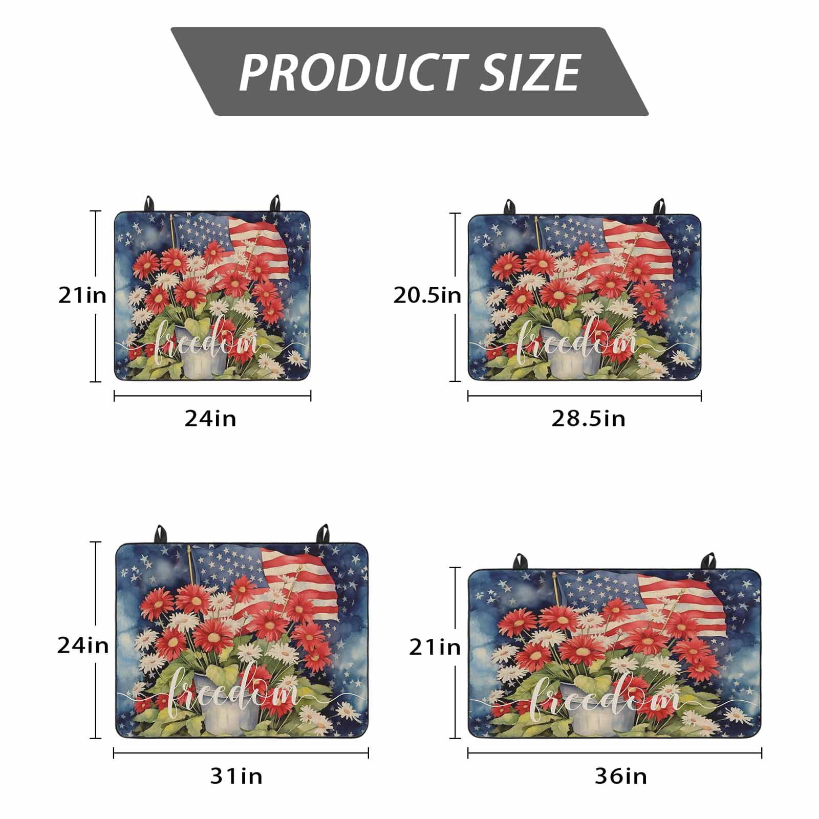 4th of July Stove Top Cover for Electric Stove, Heat-proof & Non Slip Glass Top Stove Cover Protector, Watercolor Floral Botanical American Flag Kitchen Flat Cooktop Rubber Mat 24x21 Inches