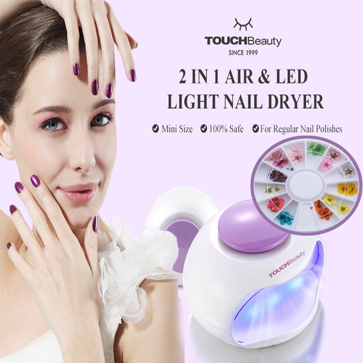 TOUCHBeauty Portable UV Nail Lamp, LED & Air Nail Dryer Polish Drying