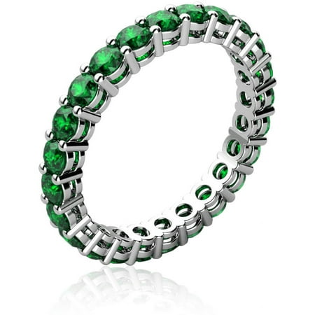 Emerald May Birthstone Ring - Genuine Emerald 18kt White Gold-Tone Ring