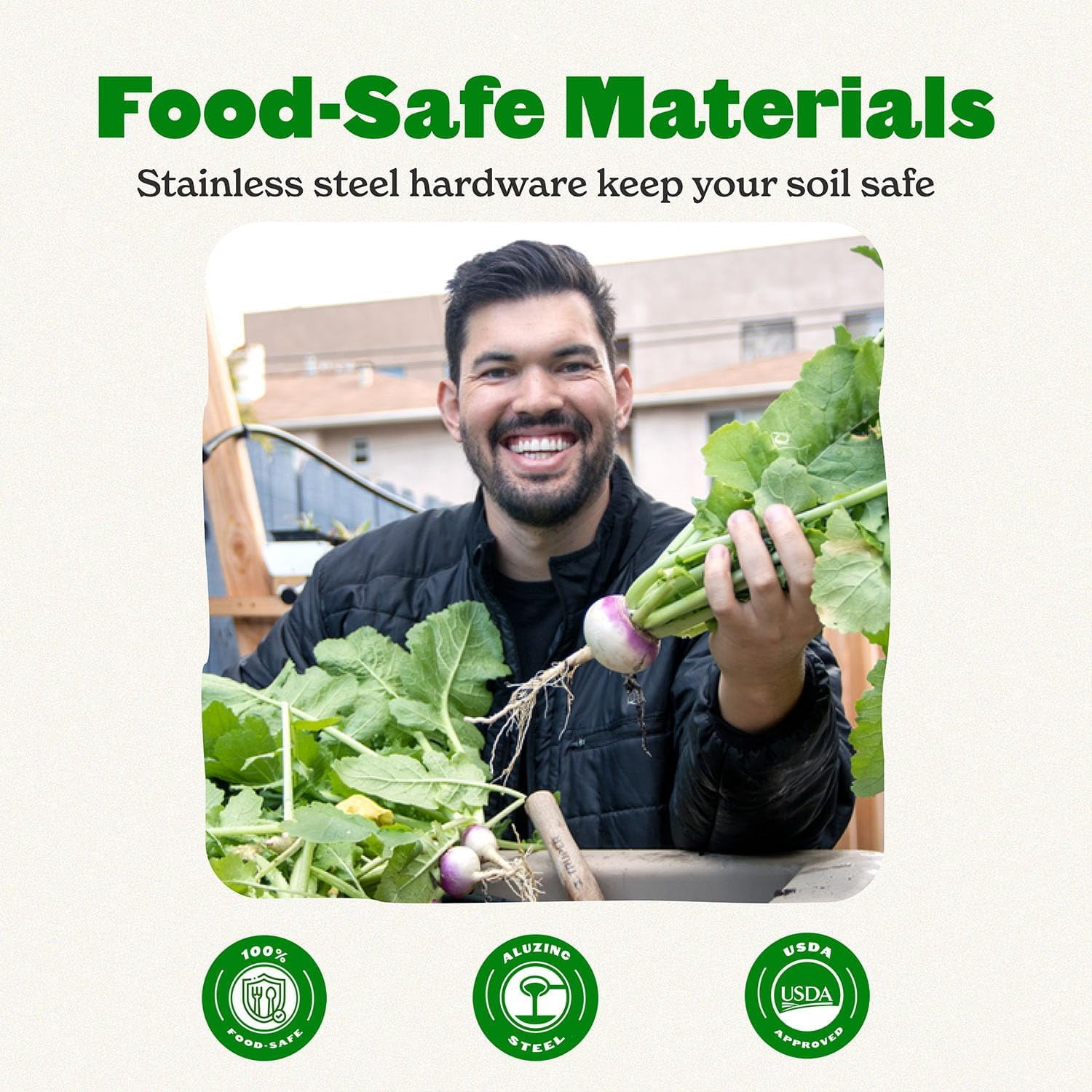 Epic Gardening Round Galvanized Raised Garden Bed Kit, 15" Tall Food-Safe Metal Planter, Mist Green, Outdoor Use