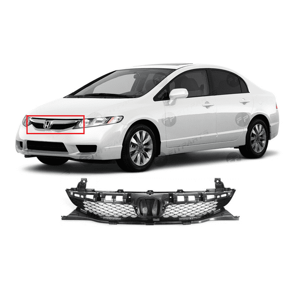 DCP Front Grille Black for Honda Civic 2009-2011 1.8L 2.0L 71121SNAA50 HO1200198