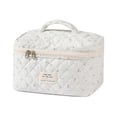 thumbnail image 1 of Bolsa de maquillaje uekeboag, tamaño grande, acolchada, para mujer, color blanco y cereza, 1 of 6