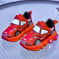 thumbnail image 2 of Leozcaa Toddler Boys Light Up Shoes LED Flashing Lightweight Breathable Adorable Running Sneakers Red, 2 of 9
