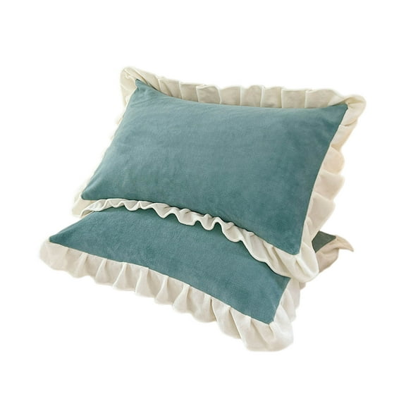 Kyusrd Crystal Velvet Winter Pillowcase Solid Color Lace Pillowcase