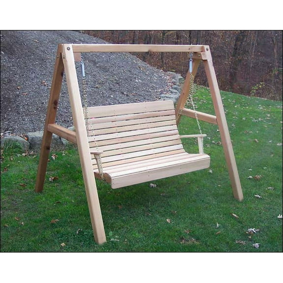 4' Red Cedar Royal Highback Porch Swing with Stand