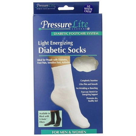 Pressure Lite Light Energizing Diabetic Crew White Xl