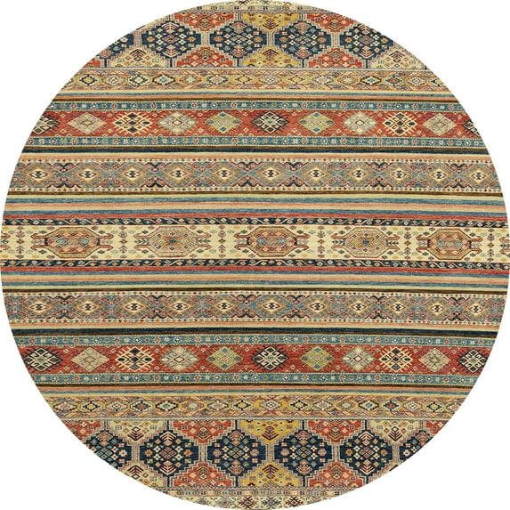 Ahgly Company Indoor Round Abstract Chestnut Brown Abstract Area Rugs, 6' Round