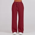 thumbnail image 5 of WTOBBY Women's Fall Sportswear Set, Casual Half-Zip Oversized Sweatshirt and Wide Leg Sweatpants Two-Piece Outfit, Comfortable Stylish for Women,Deep Red S, 5 of 6