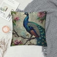 thumbnail image 2 of Orinice Peacock Flowers Graphic Decorative Cushion Throw Pillow Cover Short Plush Zipper Closure for Home Living Room Sofa - 1PC 18x18in, 2 of 5