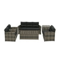 thumbnail image 2 of Westin Outdoor 6-Pieces Sofa Conversation Set PE Rattan Wicker Furniture, Brown/Gray, 2 of 11