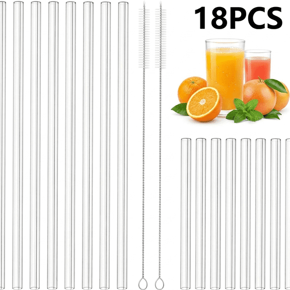ROSEXIXI 18Pcs 304 Stainless Steel Metal Straws Colorful Reusable Drinking Straws for Cocktail Iced Coffee Party