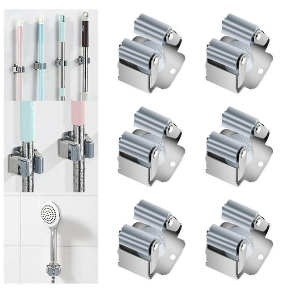Stainless Steel Mop Hanger, Magnetic Mop Broom Holder for Heavy Duty Broom Hooks and Space-Saving Broom Rack Solutions