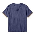 thumbnail image 3 of CUSTG Big & Tall Men Blouse Summer Casual Pullover Tops Tunic Breathable Short Sleeve Solid Color Shirt, 3 of 4