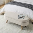 thumbnail image 3 of Oval Storage Ottoman Bench with Rubber Wood Legs,Beige, 3 of 10