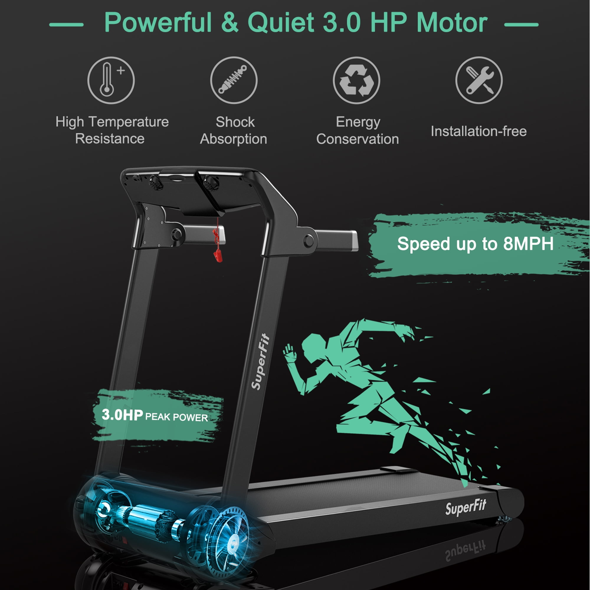 Gymax Folding Electric Treadmill 3.0 HP Exercise Running Machine with App Control Silver