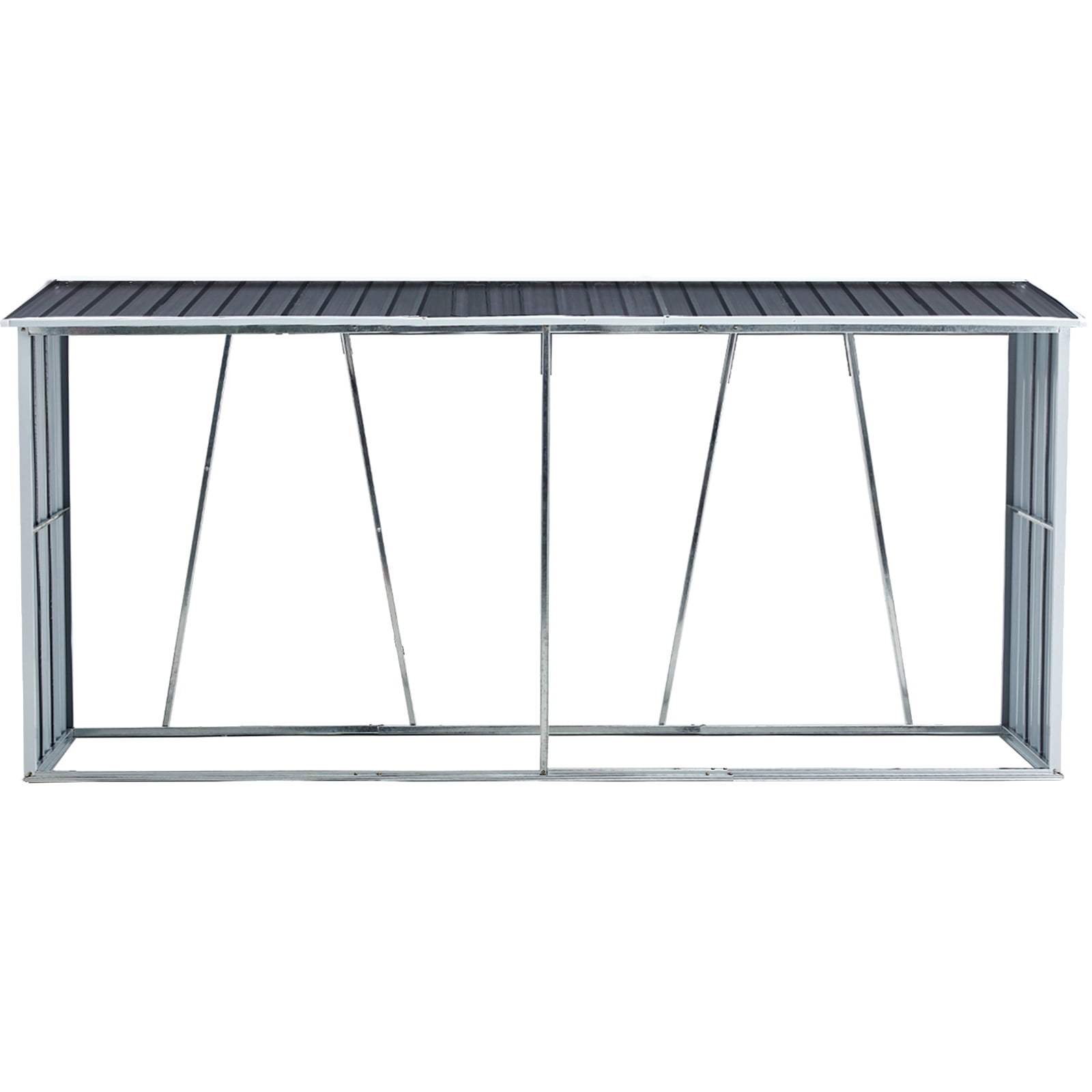 Firewood Storage Rack, Weatherproof Log Organizer for Outdoor Garden Yard, Anthracite Galvanized Steel