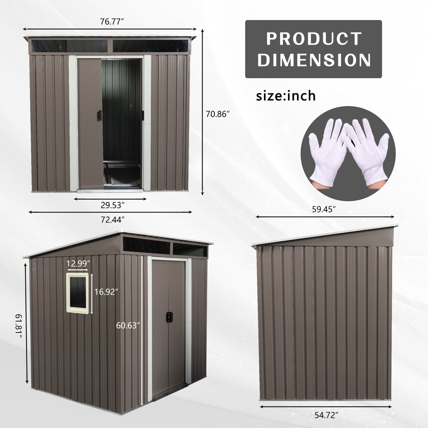6X5 FT Outdoor Metal Storage Shed with Foundation, Waterproof Garden Tool Shed with Window, Lockable Sliding Doors and Sloped Roof for Garden, Backyard, Gray